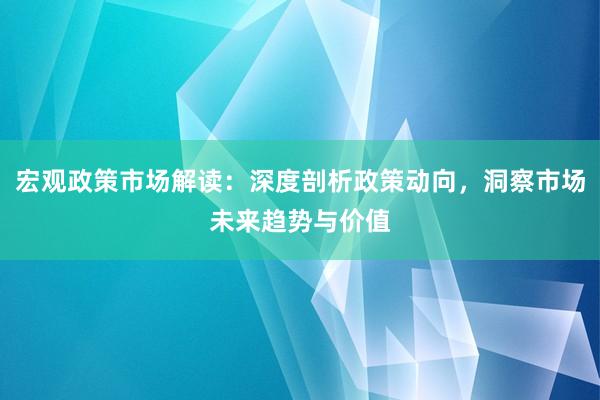宏观政策市场解读：深度剖析政策动向，洞察市场未来趋势与价值